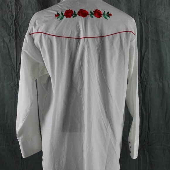 Western Shirt - Stitched Rose Pattern by Ely Gentlemen - Men's 2XL - Picture 8 of 12
